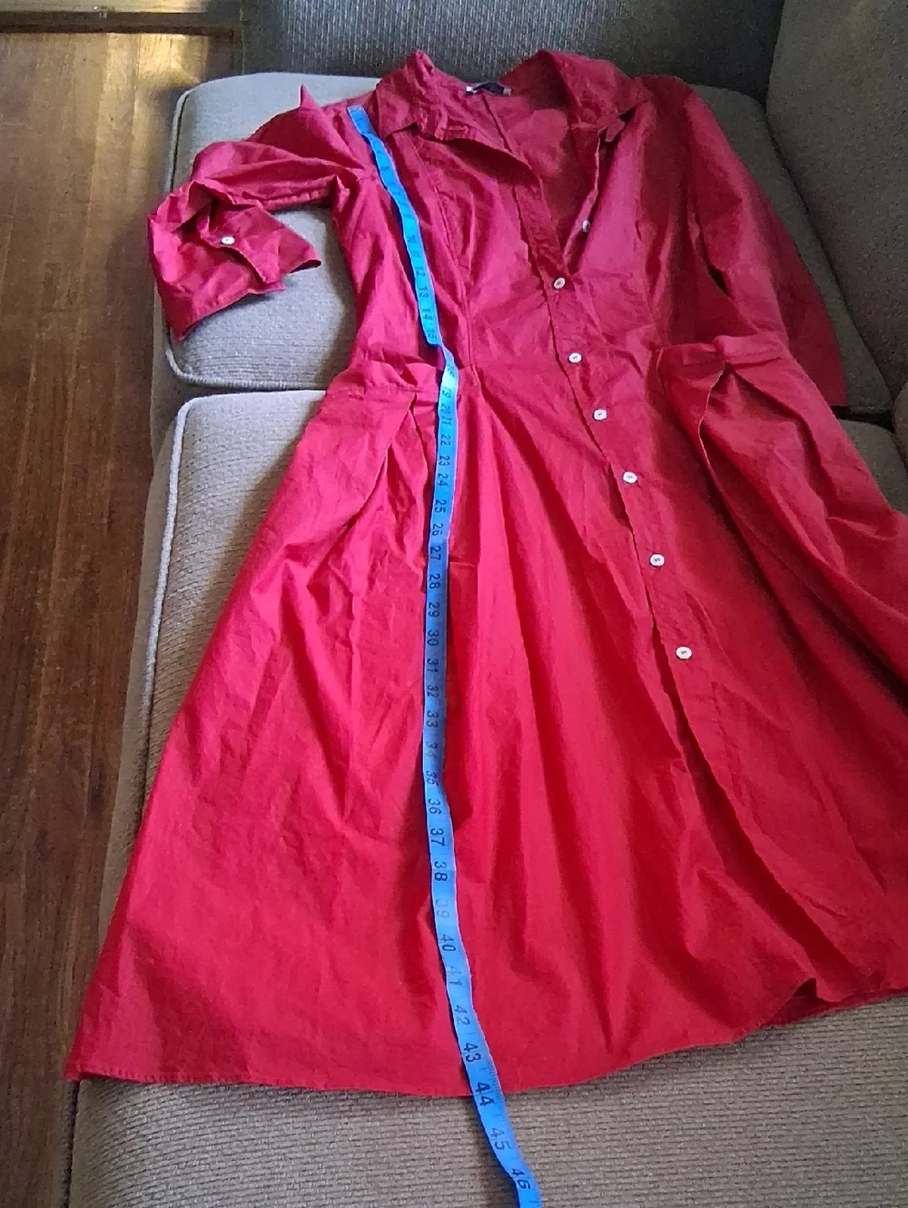 Rosso35 Red Button-Front Maxi Shirt Dress - Picture 4 of 7